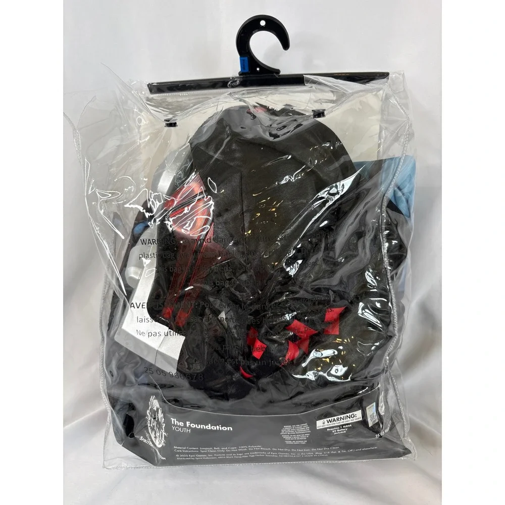 Spirit Fortnite The Foundation Costume Youth XL 14-16 Muscle Suit Mask Cape Belt - Picture 11 of 12